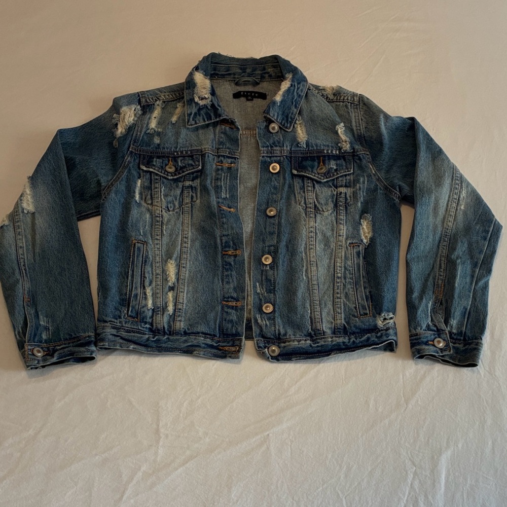 Fiore Light Blue Distressed Denim Jacket